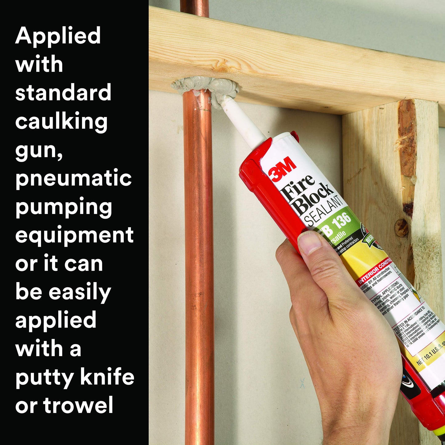 3M Fire Block Sealant FB 136, Gray Color, Single Component, High Temperature and Smoke Passage Resistant, 10.1 fl oz Cartridge
