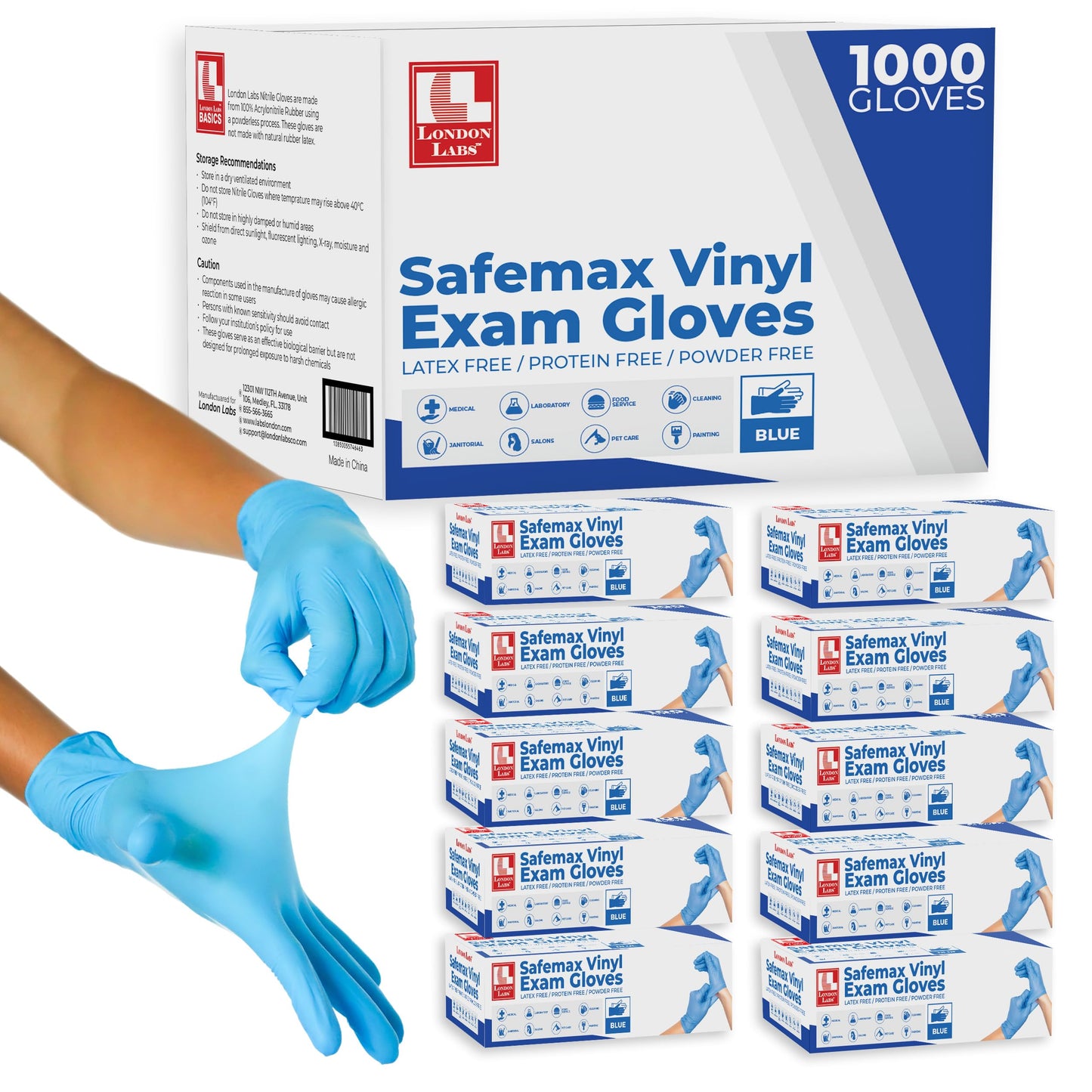 London Labs Synthetic Vinyl Exam Gloves (1000, Large)