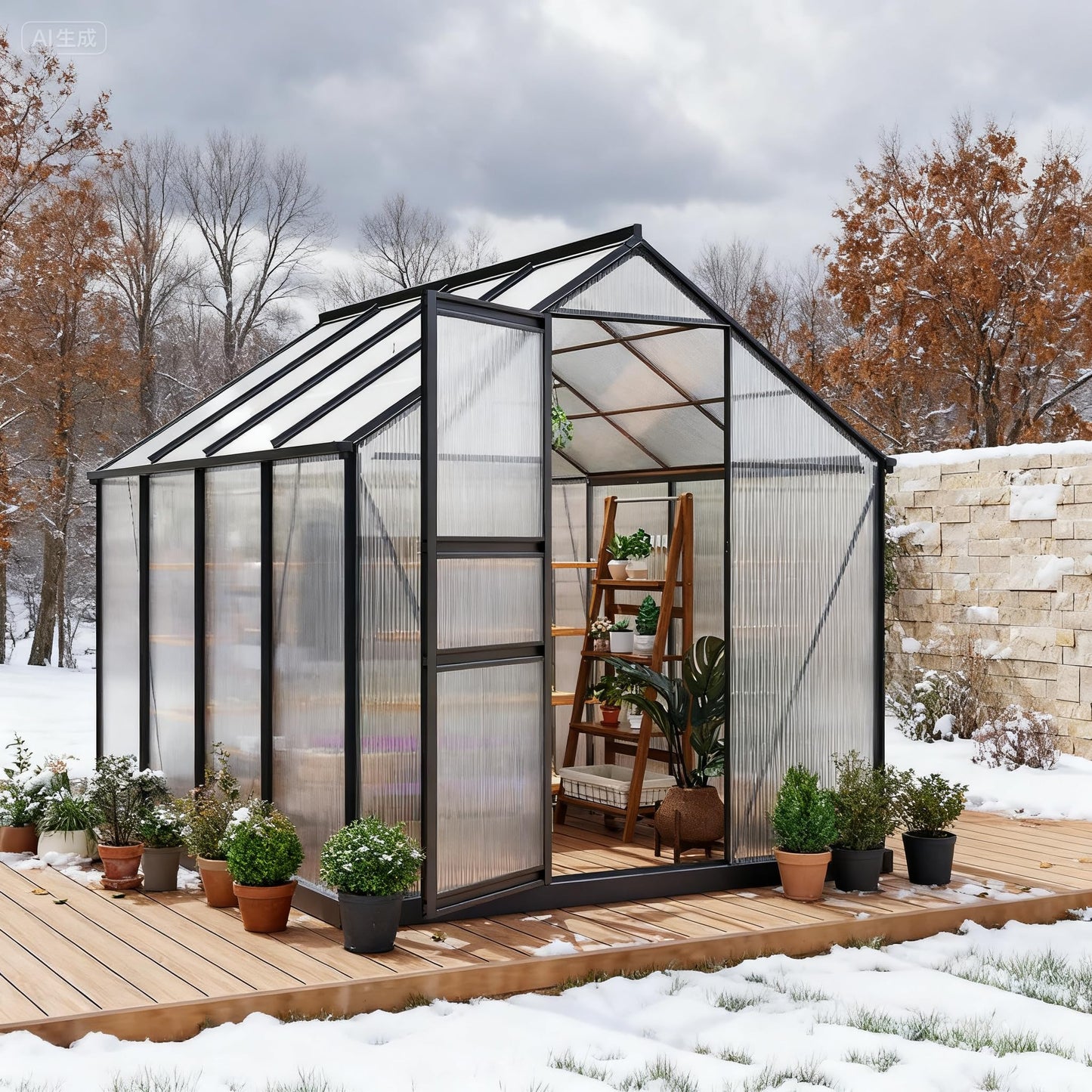 8x10FT Greenhouses for Outdoors,Heavy Duty Polycarbonate Greenhouse , Walk-in Aluminum Greenhouse Kit for Garden Backyard, Patio