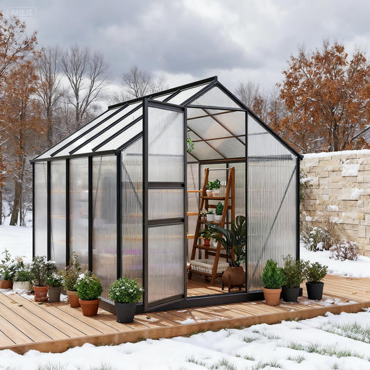 8x10FT Greenhouses for Outdoors,Heavy Duty Polycarbonate Greenhouse , Walk-in Aluminum Greenhouse Kit for Garden Backyard, Patio