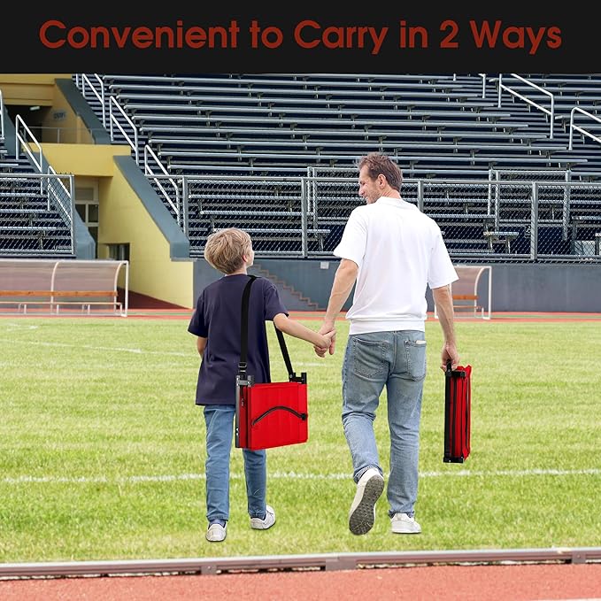 Halituny Stadium Seat for Bleachers with Back Support, Portable Bleacher Seat with Wide Comfy Padded Cushion, Metal Hook, Folding Stadium Chair with Shoulder Strap, Carry Handle, Cup Holder