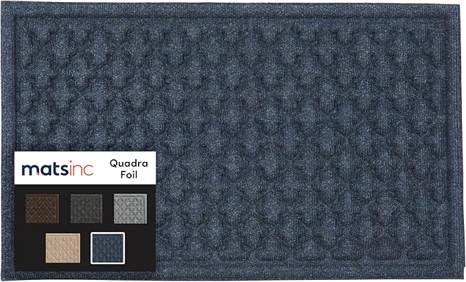 MATSINC Artisan Entry Front Door Mat - Rubber Back Indoor or Outdoor Entry Rug with Quadra Foil Design, Water Absorbing Rug, Made in The USA, 18" x 30", Walnut
