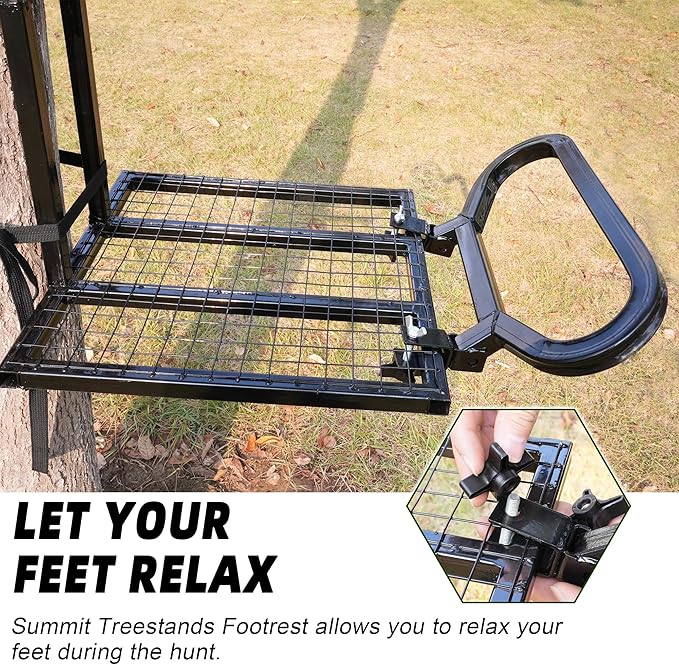SFNSM 16"x 6.7" Treestands Footrest Kit, Heavy Duty Metal Climbing Treestand Platform Footrest Kit for 0.8"-1" Square Tube Bracket, Climbing Tree Stand Accessories for Outdoor Hunting Standing Safety