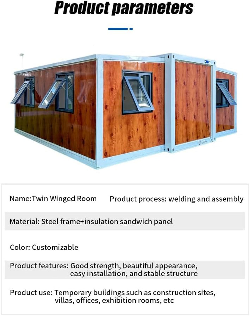 Customizable 20FT/40FT Luxury Expandable Container House - Prefab Tiny Home with Full Kitchen & Bathroom, 2 Bedroom Mobile Modular Villa for Backyard Office, Guest Suite