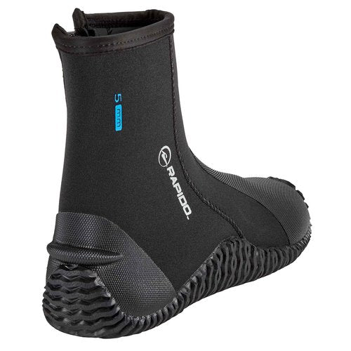 Rapido Boutique Collection Wise 7mm Neoprene Wetsuit Zipper Dive Boot, Great Scuba Diving Snorkeling Surf Boots | Anti-Slip Rubber Sole Booties for Men and Women (Black, US M: 14, US W: 15) (7MM, 8)