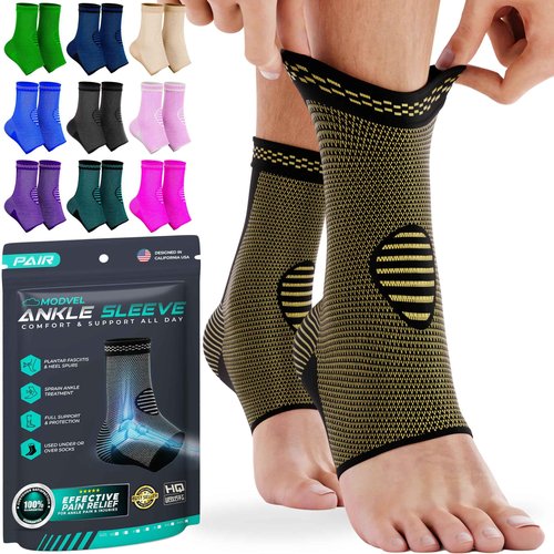 Modvel Foot & Ankle Brace Socks for Sprained Ankle Compression Sleeve - Foot Support for Women & Men - Tendonitis & Arthritis Ankle Brace Sports Running, Torn Ligaments & Women Stabilizing Ankle Wrap