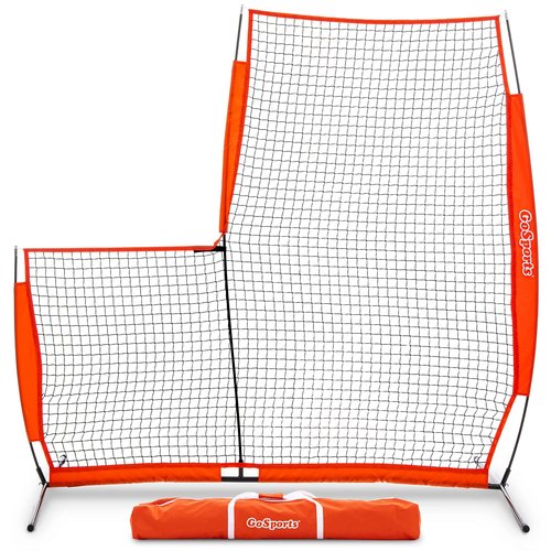 GoSports 7 ft x 7 ft Baseball & Softball L Screen - Pitcher Protection Net with Carrying Case