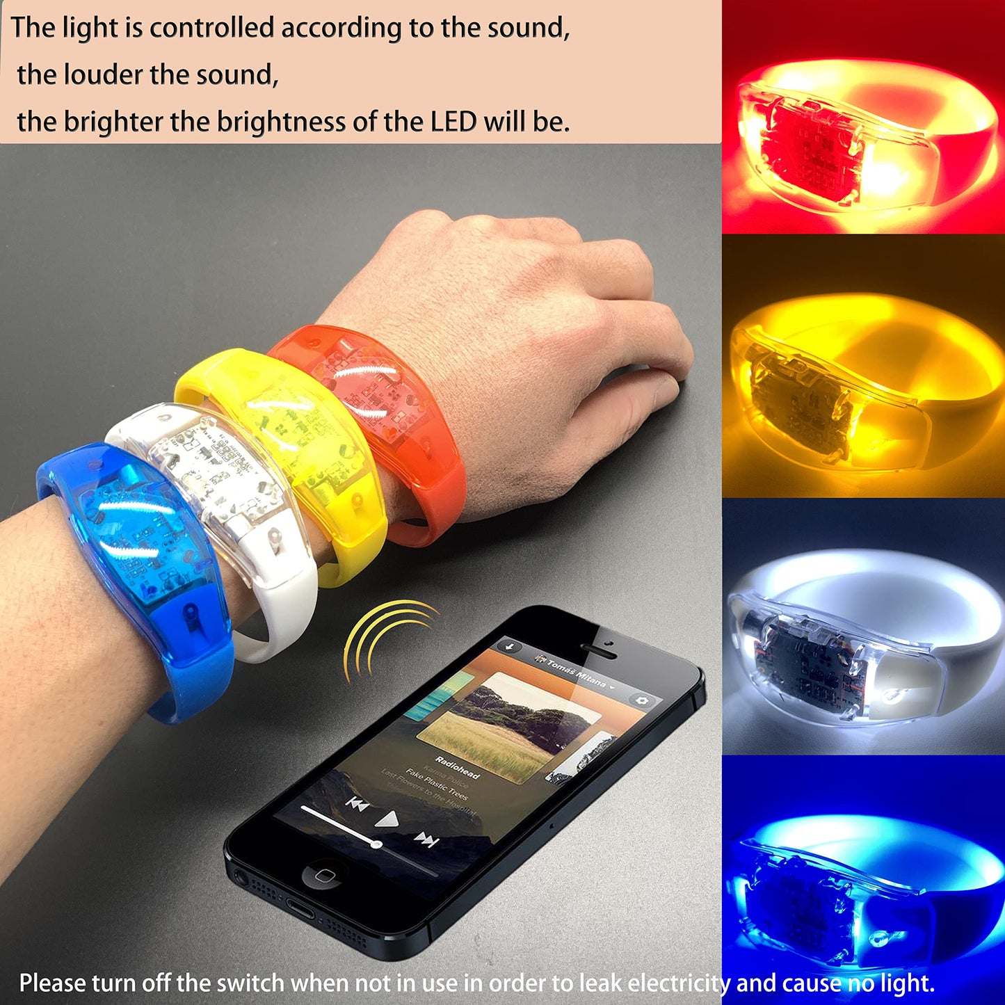 HELHUNLEE 3 Pcs/Combo, LED Light Up Suspenders With Music Rhythm Glow Bracelets And Bow Tie Combo, Adjustable Elastic Flashing Led Clothing for Men and Women3Y