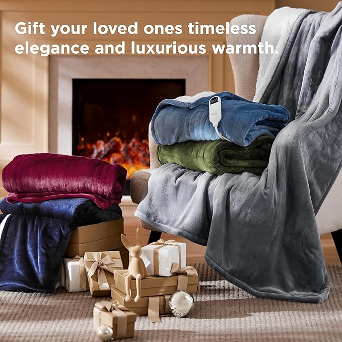 Bedsure Electric Blanket Twin - Soft Flannel Heated Blanket, Fast Heating with 10 Time Settings & 6 Heat Settings, Warm Gift for Grandma (62x84 inches, Taupe)
