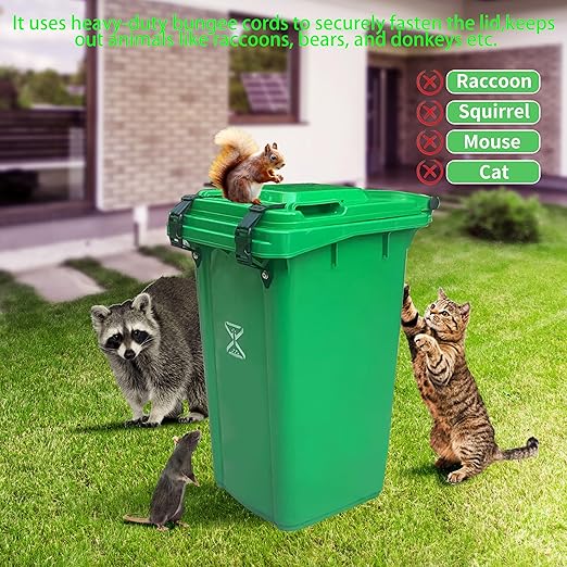 Trash-Can Lock for Animals: Garbage Can Lid Locks for Raccoon,Bear and Dog - 4 Pack