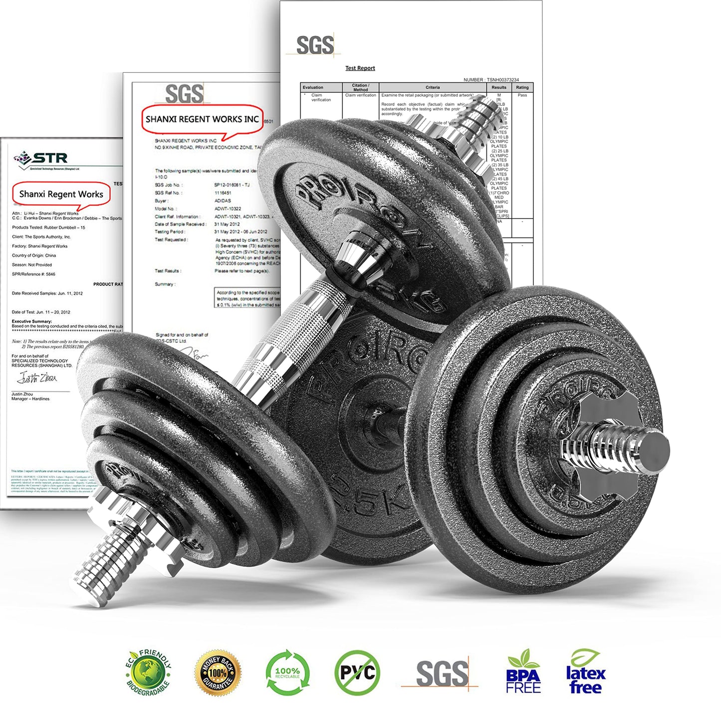 PROIRON 44Lbs Cast Iron Adjustable Dumbbell Set Hand Weight with Solid Dumbbell Handles Changed into Barbell Handily Great for Bodybuilding Fitness Weight Lifting Training Home Gym