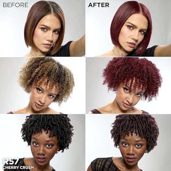 L'Oreal Paris Feria Multi-Faceted Shimmering Permanent Hair Color, R57 Cherry Crush (Intense Medium Auburn), Pack of 2 Hair Dye Kit