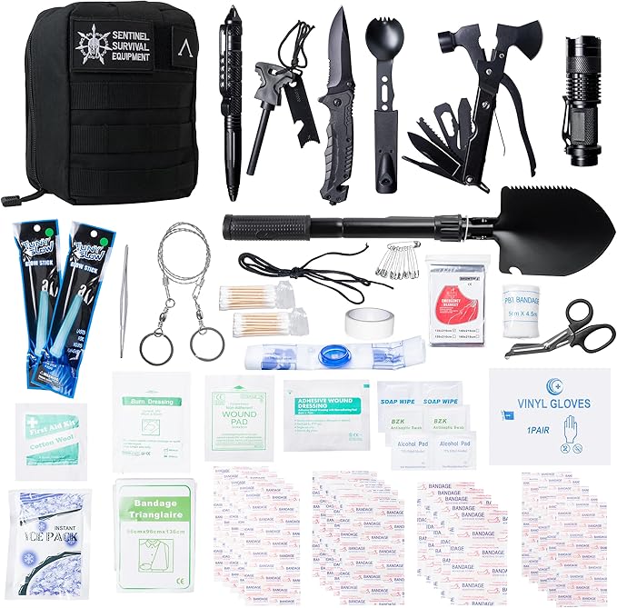 320-Piece Survival Kit | Emergency Gear for Camping, Hiking & Disaster Preparedness | Essential Roadside Emergency Kit | M...