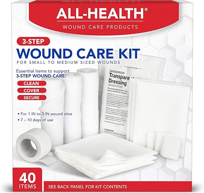All Health Wound Care Kit & First Aid Supplies, 40 Piece | for Small to Medium Sized Wounds, Professional Use for Car, Hom...