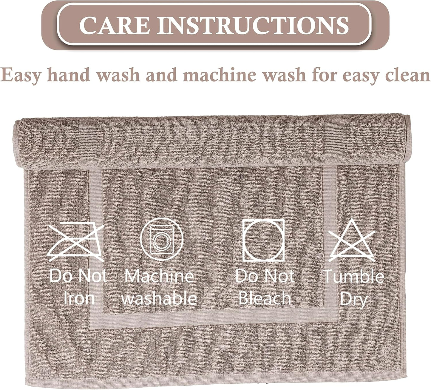 HILLFAIR 900 GSM Cotton Rug Bath Mats Pack of 2 (21x34 Inches), Absorbent Machine Washable Bath Mat for Hotel Spa Tub & Shower, Non Slip Floor Mat, Bathroom Decor Accessories: Stone