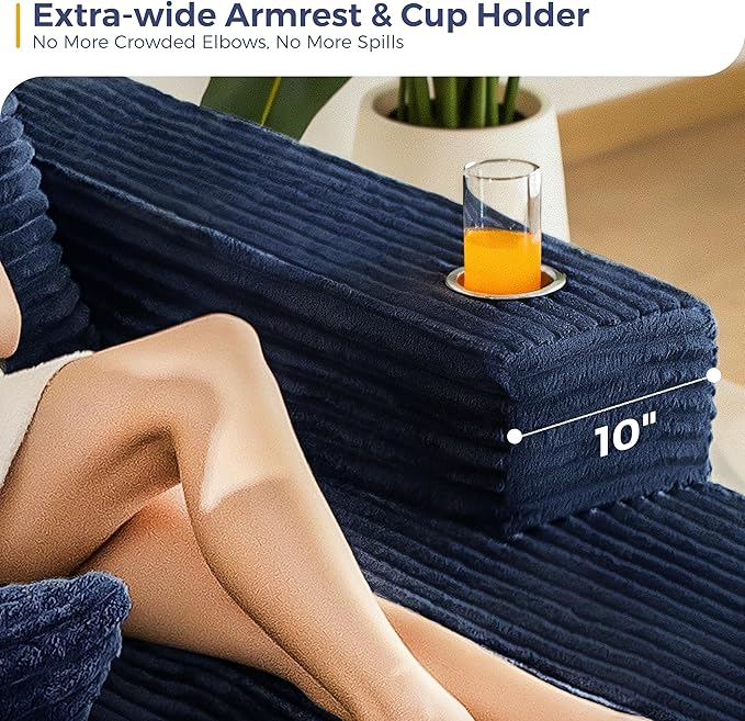 MAXYOYO 132" Giant U-Shaped Modular Sectional Couch, Modern Boneless Couch for Living Room, Sofa in A Box, Oversized Sofa Sleeper with Deep Seat, No Assembly Required, Navy