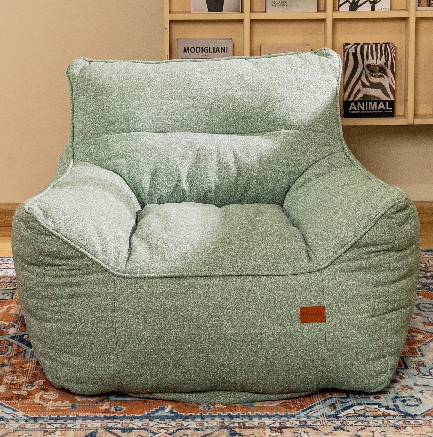 Cvortll Bean Bag Chair for Adults, Comfy Tufted Bean Bag Chair Sofa with Armrests, Lazy Beanbag Chair with Foam Filler Stuffed Bean Bag Couch Sofa for Reading in Bedroom, Living Room and Dorms
