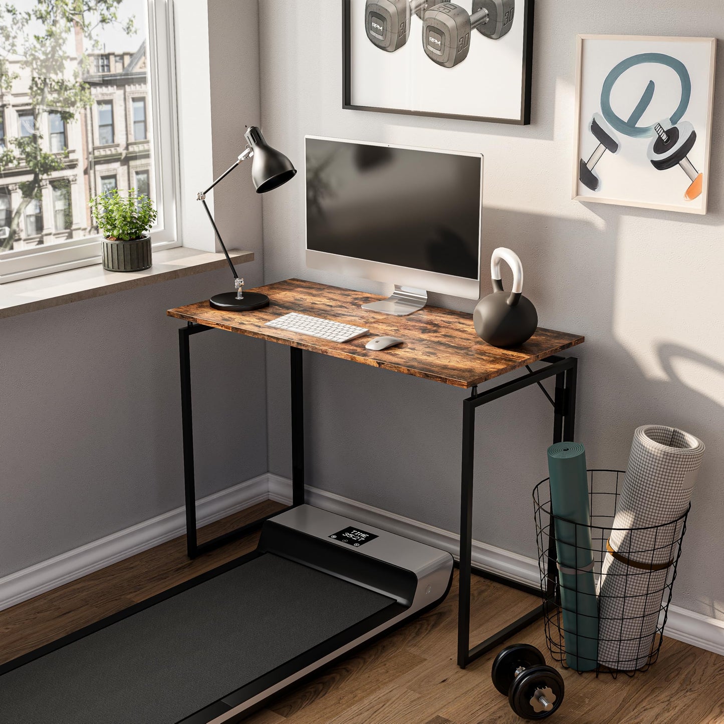 alawooder Folding Desk 30 Inch - No Assembly Small Foldable Desk for Small Space Minimalist, Space Saving Collapsible Compact Desks Portable Table for Craft, Writing, Study and Work