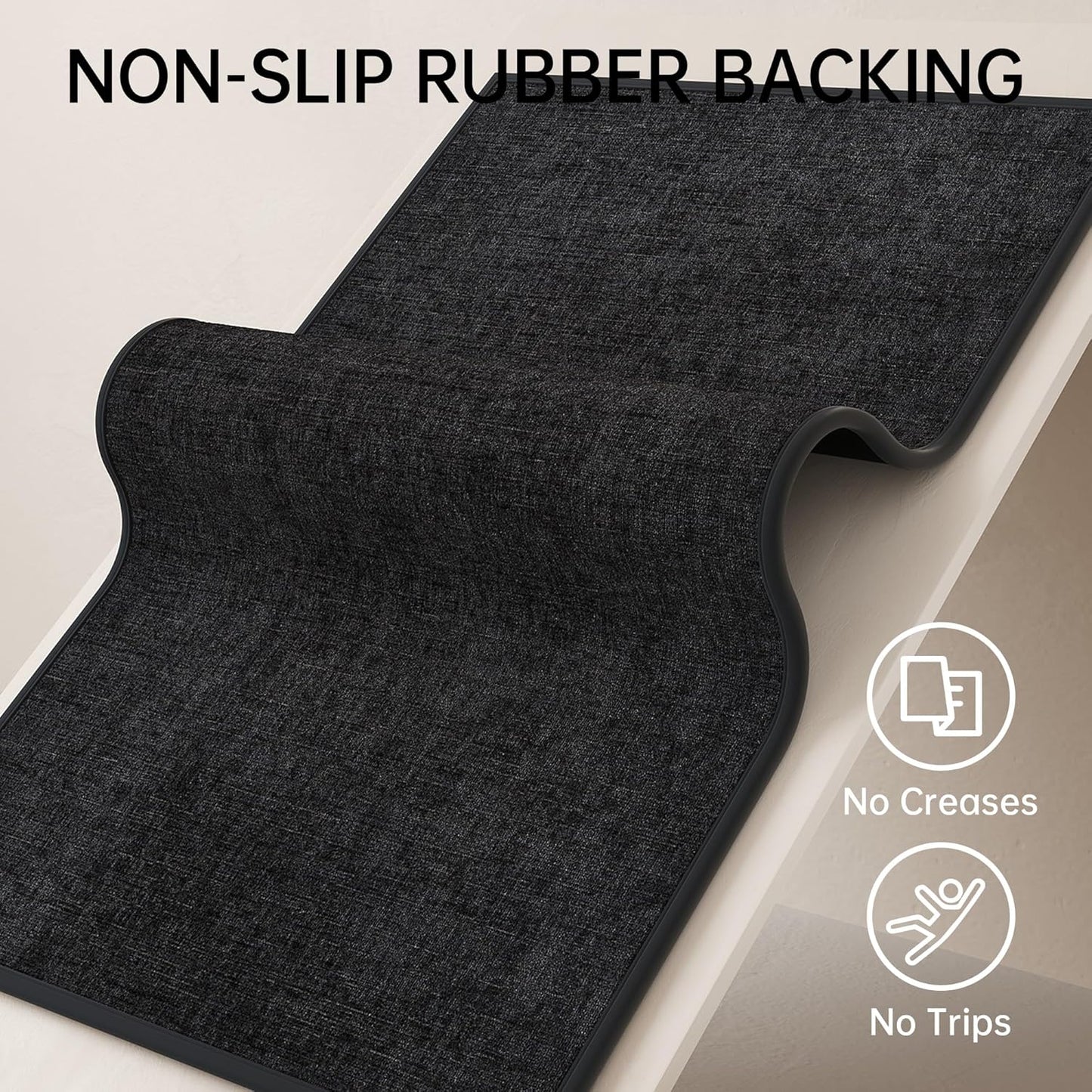 Mecko Bath Mat, Ultra Absorbent Quick Dry Bathroom Floor Mats-Rubber Non-Slip Thin Bathroom Rug Fit Under Door, Cozy Cloth Surface Shower Rug for Bathtub, Sink, Shower Room(Black,16"x24")