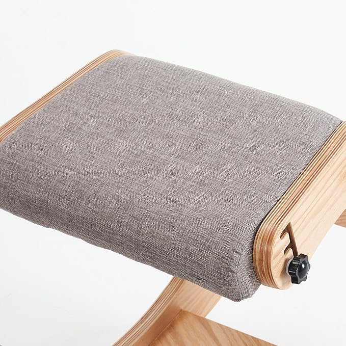 HoeuThien Ergonomic Kneeling Chair, Adjustable Rocking Office Chair Wooden Knee Chair Posture Chair for Home Office Back Pain Relief, Grey