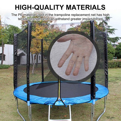 SUOGROLI Trampoline Safety Net, 4/4.6/5/6/8/10/12/13/14/16FT Garden Trampoline Replacement Fences, Kids Protective Net,427cm-8Poles-14ft,Black