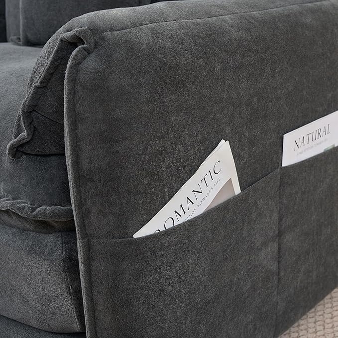 RENDGO 143" Modular Sectional Sofa, Chenille Cloud Couch for Living Rooms & Apartment, Deep Seat Comfort, Flexible U-Shape Combination Sofa for Family Guest Rooms,2 Ottoman,Grey