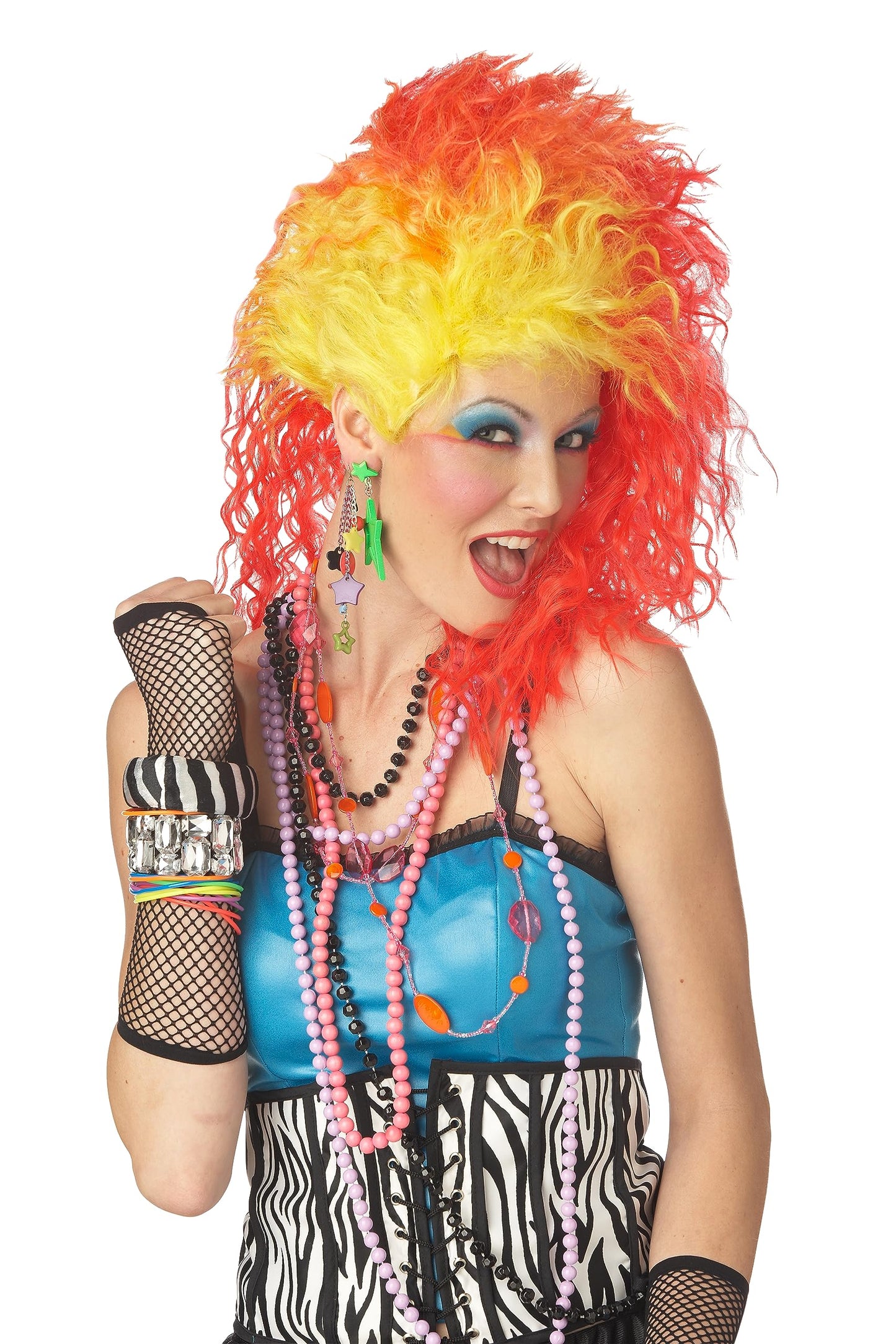 California Costumes True Colors 80s Wig Standard Orange,Yellow