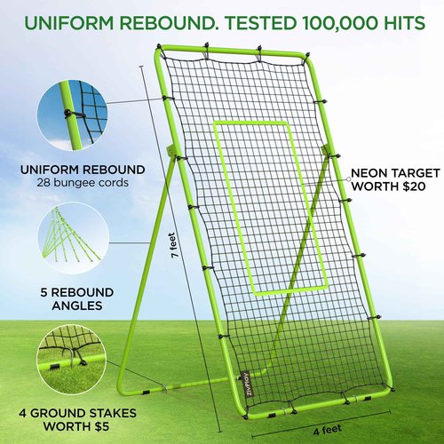 Volleyball Rebounder Net 7x4 ft Volleyball Rebounder Bounce Back Training Equipment for Volley Ball Practice Volleying Bumping Spiking Lacrosse Training with Five Adjustable Rebound Angles