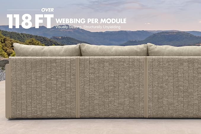 PURPLE LEAF Patio Furniture Set 10 Pieces Patio Seating Sofas Aluminum Furniture Outdoor Couch Sectional Set with Cushions and Aluminum Table Patio Conversation Sets Beige