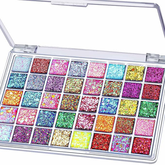 FANDAMEI 40 Colors Face Glitter, Face Paint Glitter Gel - Face Glitter for Women Girls, No Glue Needed, Multi-Purpose Glit...