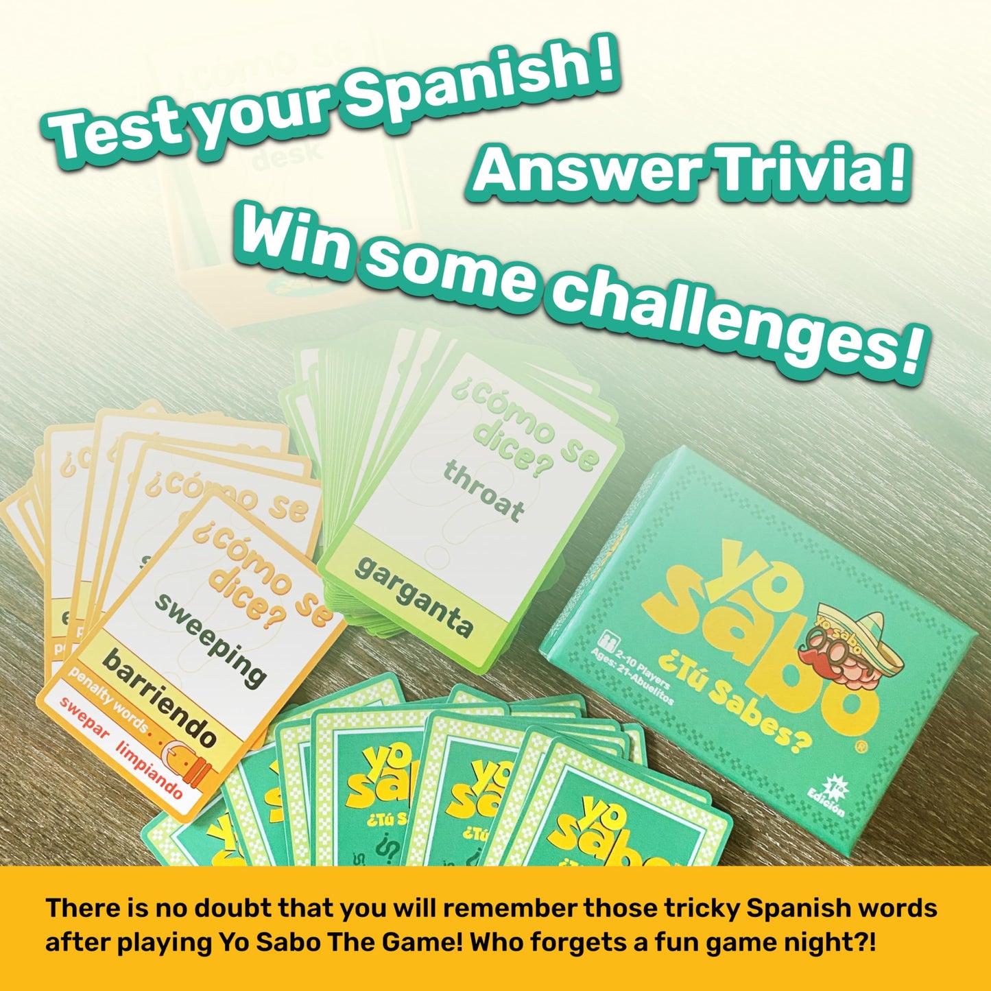 Yo Sabo: Edition 1 - The Original Bilingual Card Game – Learn Spanish with Fun Trivia & Challenges – Family-Friendly Juego de Mesa with 160 Cards for All Ages