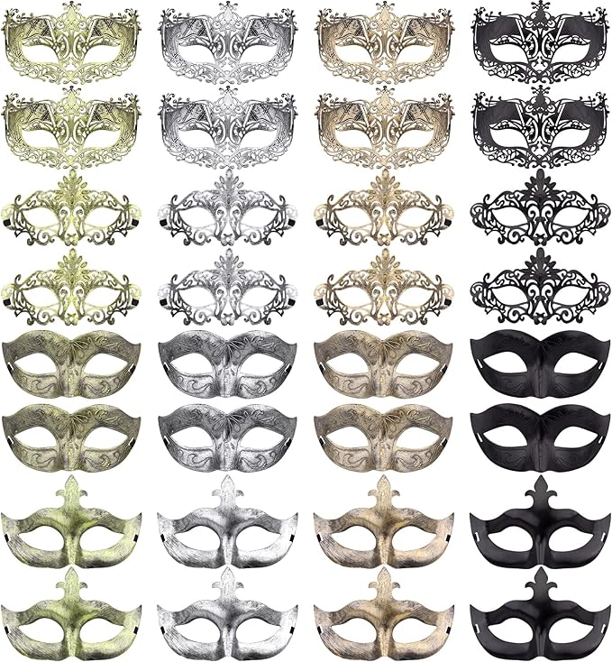 FEQO 32 Pieces Masquerade Masks Vintage Antique Masks Venetian Masks