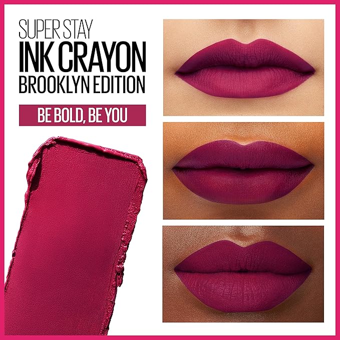 Maybelline Super Stay Ink Crayon Matte Longwear Lipstick Makeup, 120 Be Bold, Be You, 0.04 oz