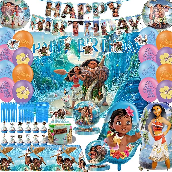 104 PCS Birthday Party Decorations Include Banner, Balloons, Paper Tableware, Tablecloth, Backdrop, Hanging Swirl for Adul...
