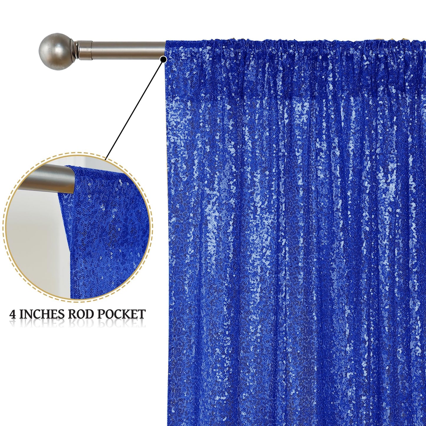 Sugargirl Navy Blue Sequin Backdrop Curtain 4 Panels 2FTx8FT Glitter Navy Blue Background Drapes Sparkle Photography Backdrop for Party Wedding Birthday Wall Decoration