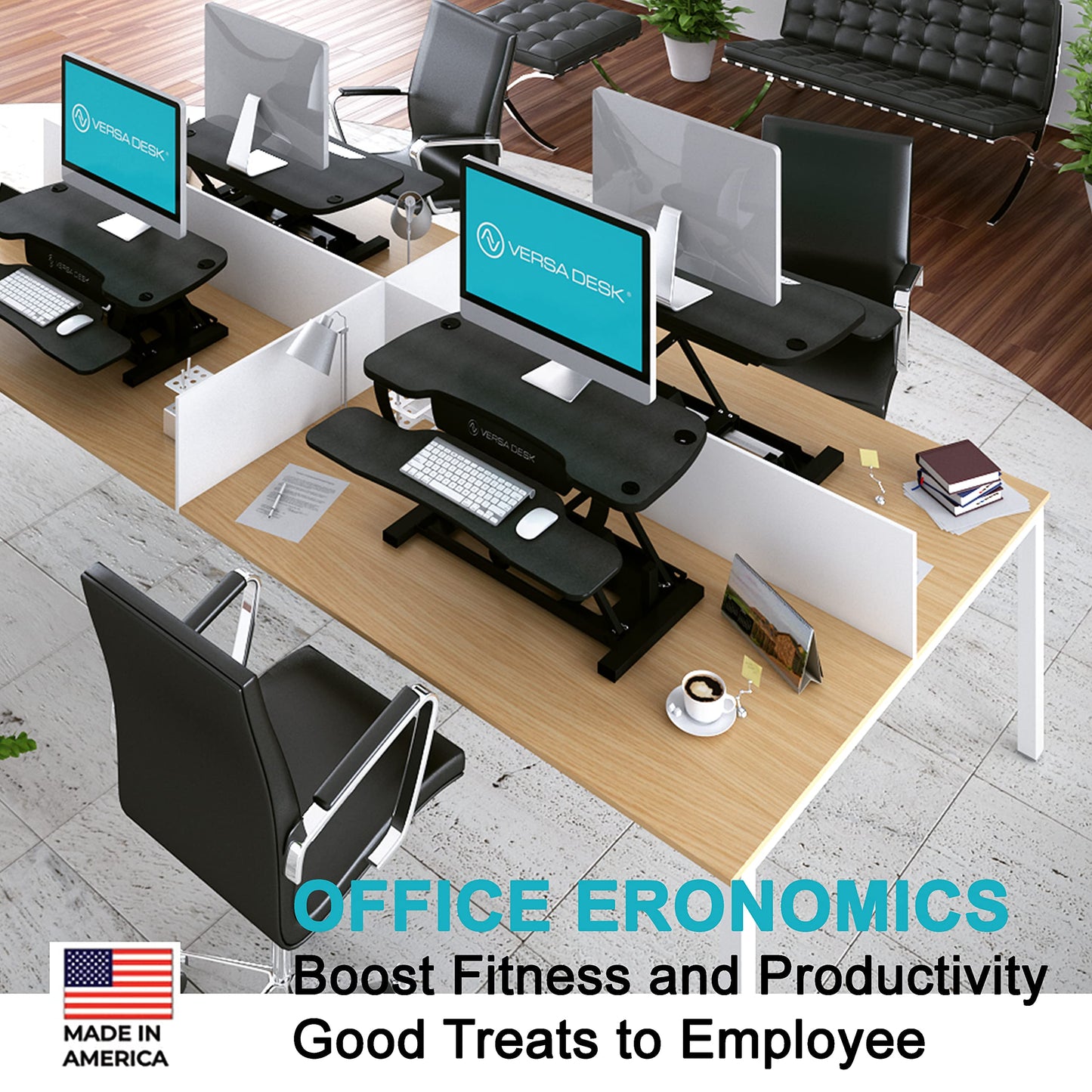 VERSADESK® PowerPro™ 40” x 24” Standing Desk Converter | 40 inch Electric Height Adjustable Sit to Stand Desk Riser w/ Keyboard Tray & USB Hub - Ergonomic Workstation for Home & Office, Black