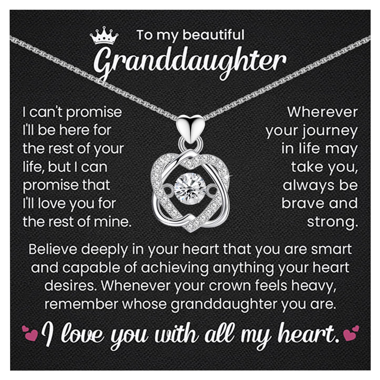 Faiaza Granddaughter Necklace From Grandpa or Grandma| Birthday Pendant Jewelry Gift for Grandchildren From Grandparent| Grandaughter Everyday Use Jewellry (14K White Gold)