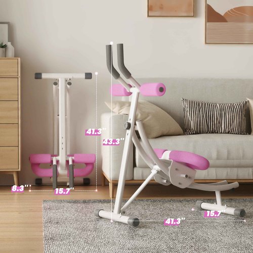 LanPavilion Ab Workout Equipment, Ab Machine with Height Adjustable and Stability, Ab Workout Equipment Home Gym Coaster for Stomach at Office with LCD Display-Christmas Gift Choice, Pink
