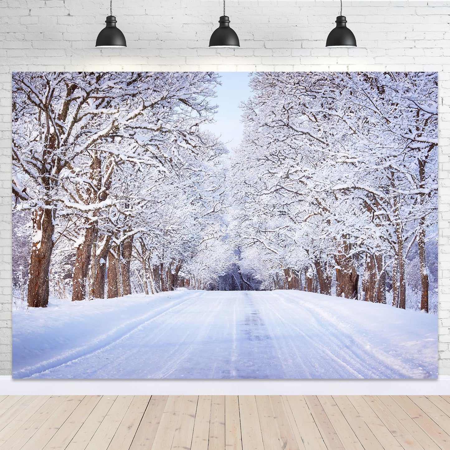 7 X 5 Ft Christmas Winter Wonderland Backdrop - Large White Snow Forest Trees Natural Scenery Landscape Wall Hanging Photo Backg