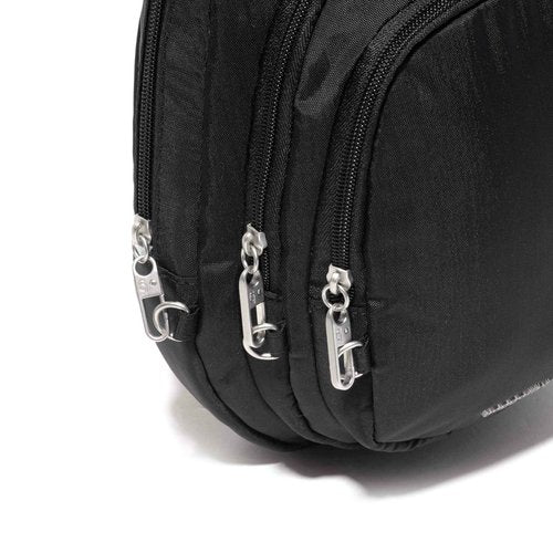Baggallini Securtex® Anti-Theft Triple Zip Sling - Travel Backpack Sling Bag Crossbody - RFID Wallet Locking Zipper