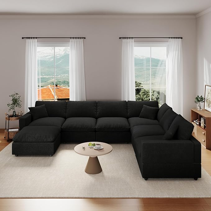 Cloud Couch Modular Sectional Sofa for Living Room, Convertible Upholstered Comfy Couches Deep Seat Sofa Sleeper Sofa Bed, Removable & Washable Cushion Covers, Filled with Down Cotton