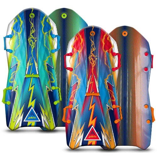 Artikfun Premium Recreational Winter Foam Snow Sled 2-Pack | Tow Rope and Handles | Sized for Youth and Adults | Contoured Deck Design | 50in-127cm Design Length |
