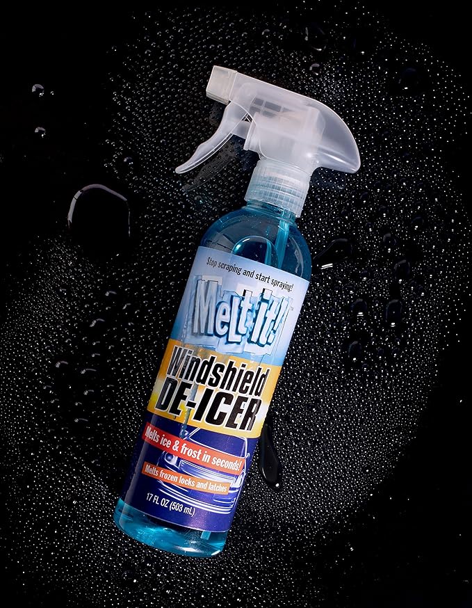 E·Z·R Melt it! Windshield De-Icer. Instantly Melts Ice & Winter Frost for Car Windshields, Windows, Mirrors, Key Locks, & Latches, Snow Melting Defrost Liquid for Car Window Cleaner, 17 Fl Oz 4-Pack