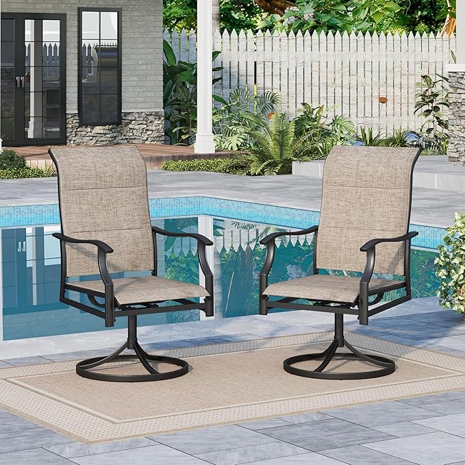Sophia & William Outdoor Patio Swivel Dining Chairs Set of 2, High Back Padded Patio Dining Chairs, All Weather Textilene Mesh Fabric for Backyard, Poolside, Balcony and Garden