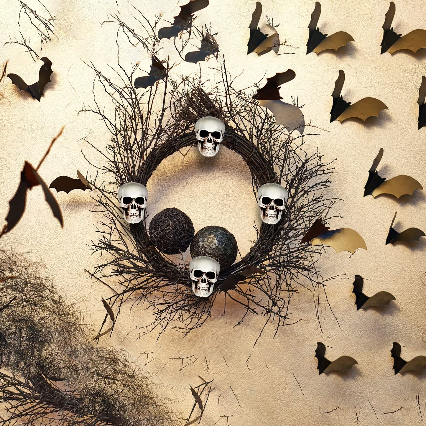 Hanaiette 10 Mini Halloween Skull Heads - Skull Decor for Party, Table Decor, Home Gift