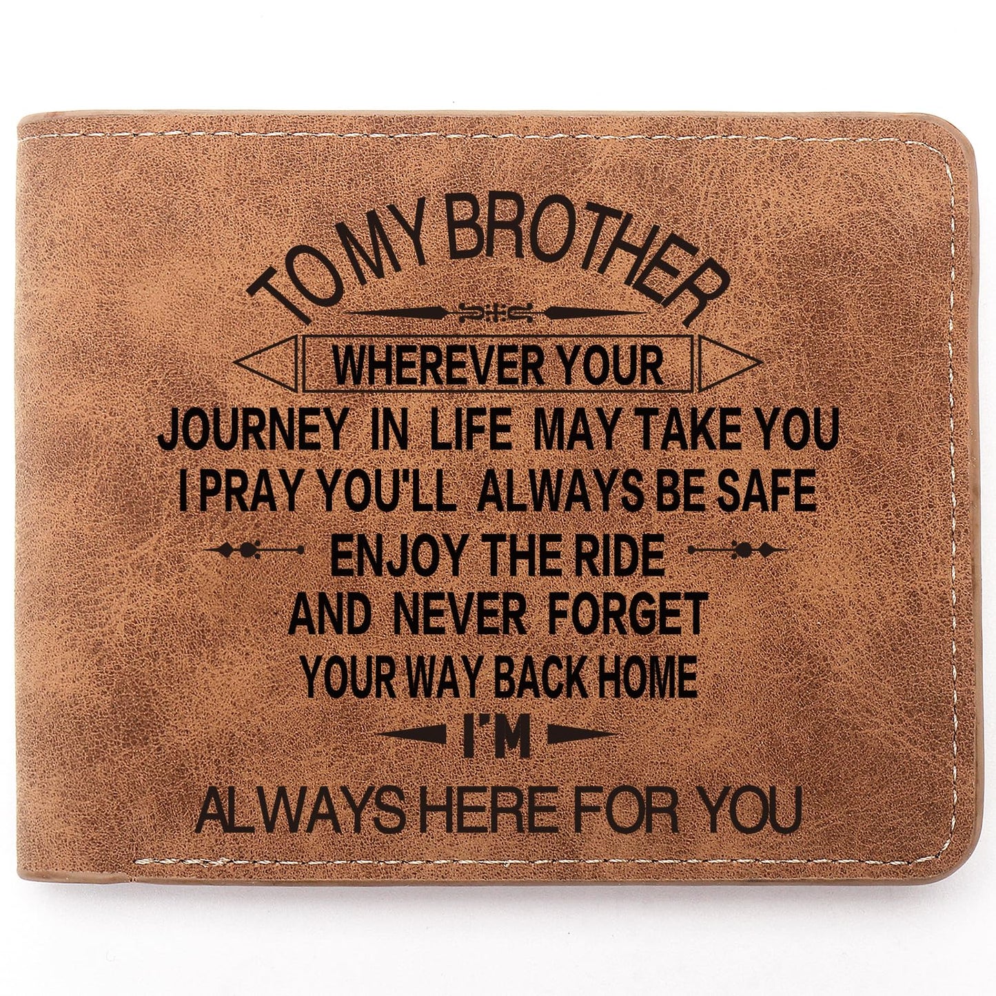 TZYTHT To My Brother Gifts,Leather Wallet for Men,Engraved Personalized Leather Wallet,Birthday Christmas Graduation Gifts (Brother)