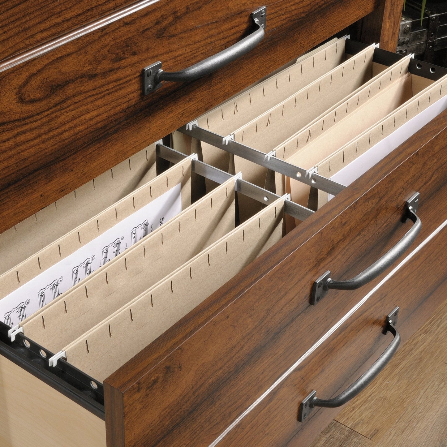 Sauder Carson Forge 2 Drawer Lateral File Cabinet, Rustic Vintage Style Filing Drawers, in Washington Cherry