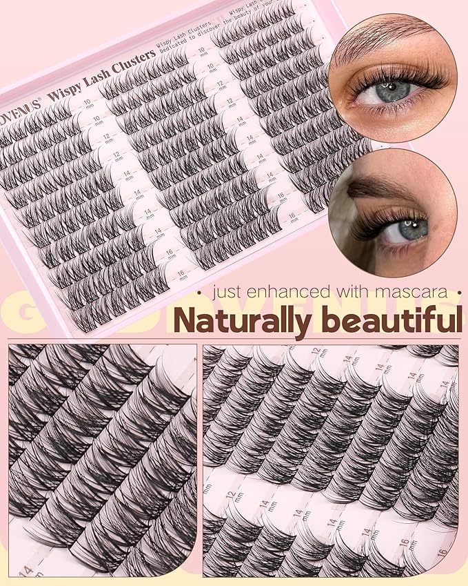 Wispy Lash Clusters Kit Mascara-like Natural Eyelash Clusters Lashes Cluster Eyelash Extensions Kit 10-16mm False Eyelashes Individual Lashes C Curl Lash Extension Kit For DIY
