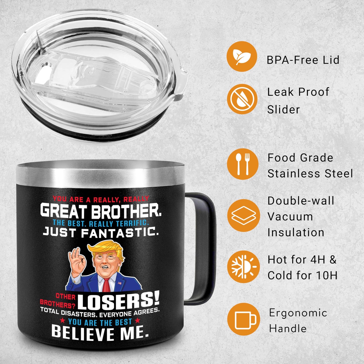 CHUSUKASU Gifts for Brother from Sister, Birthday Gift for Adult Older Bro, You Are A Really Great Brother Mug Tumbler 14Oz - Insulated Coffee Cup with Lid and Gift Box