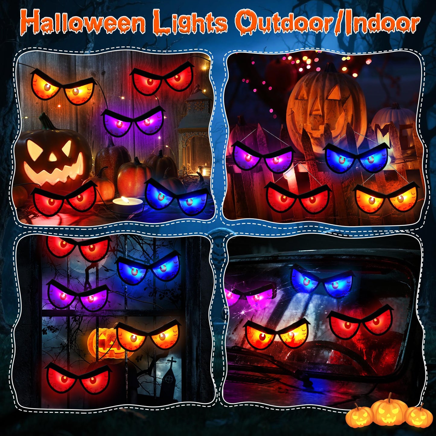 Solar Halloween Spooky Eyes Lights for Bushes, 5 Pairs Flashing Glowing Eyes Halloween Decorations Outdoor, Blinking Eye Lights for Yard Decorations